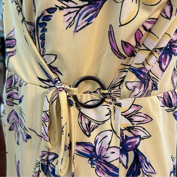 Nina Leonard Sleeveless Faux Wrap Maxi Dress Women’s SZ Large in Yellow Floral - Picture 4 of 8